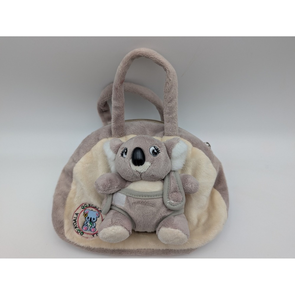 I Heart AUS Plush Koala Handbag Gray Cream Removable Stuffed Animal Purse